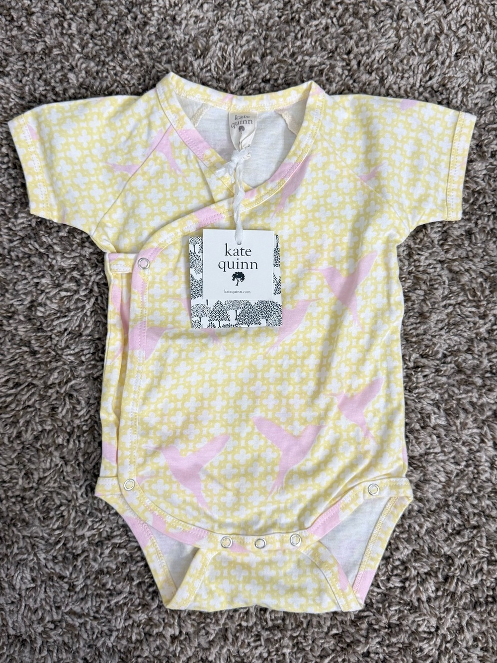 Kate Quinn Organic Cotton Wrap Onesie Baby Girl Size 3-6 Months Short Sleeve